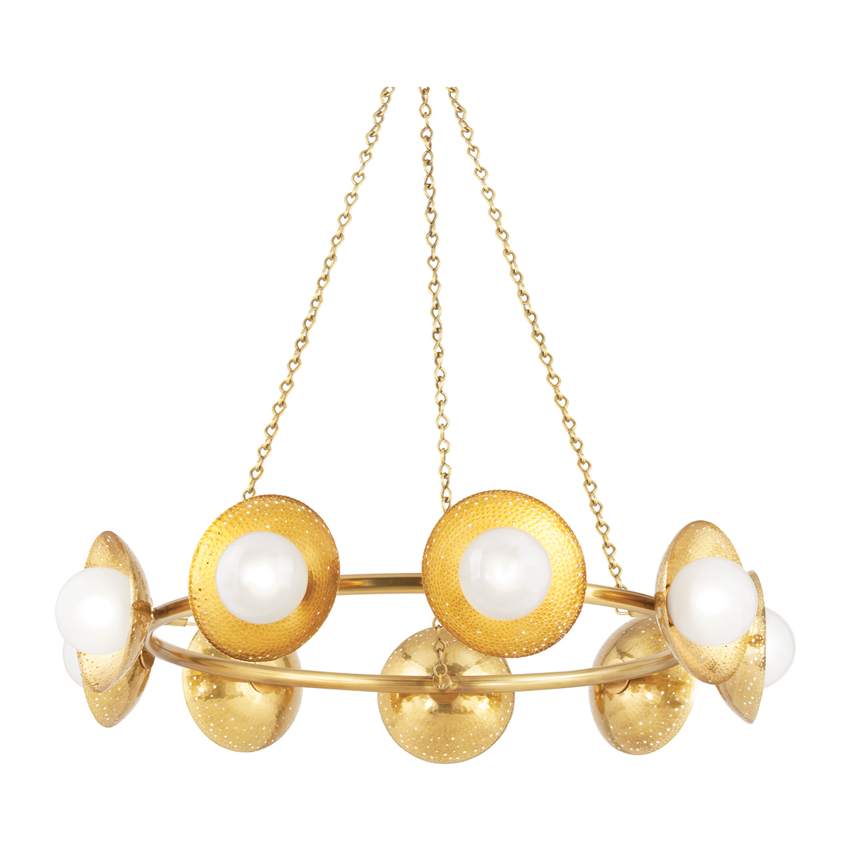 9-Light Aged Brass Glass Chandelier / Default Title