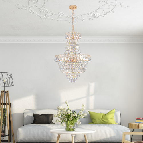 10-Light Gold K9 Crystal Chandelier