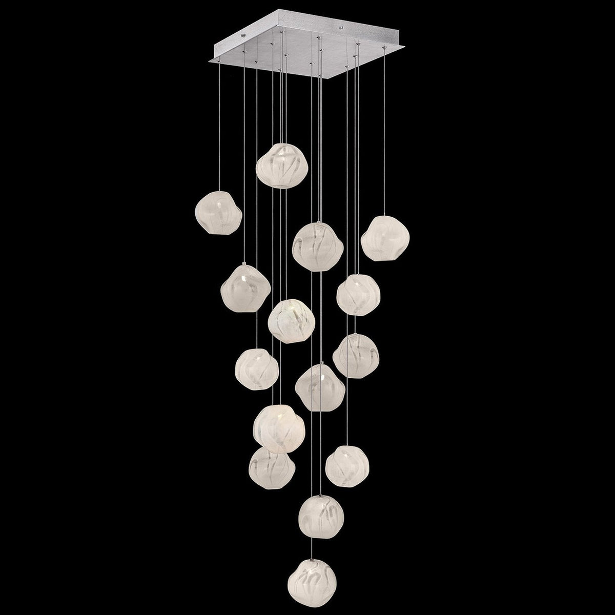 19-Inch Hand-Blown Glass Pendant Light / Silver / White
