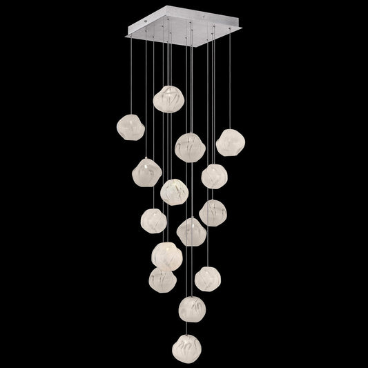 19-Inch Hand-Blown Glass Pendant Light / Silver / White