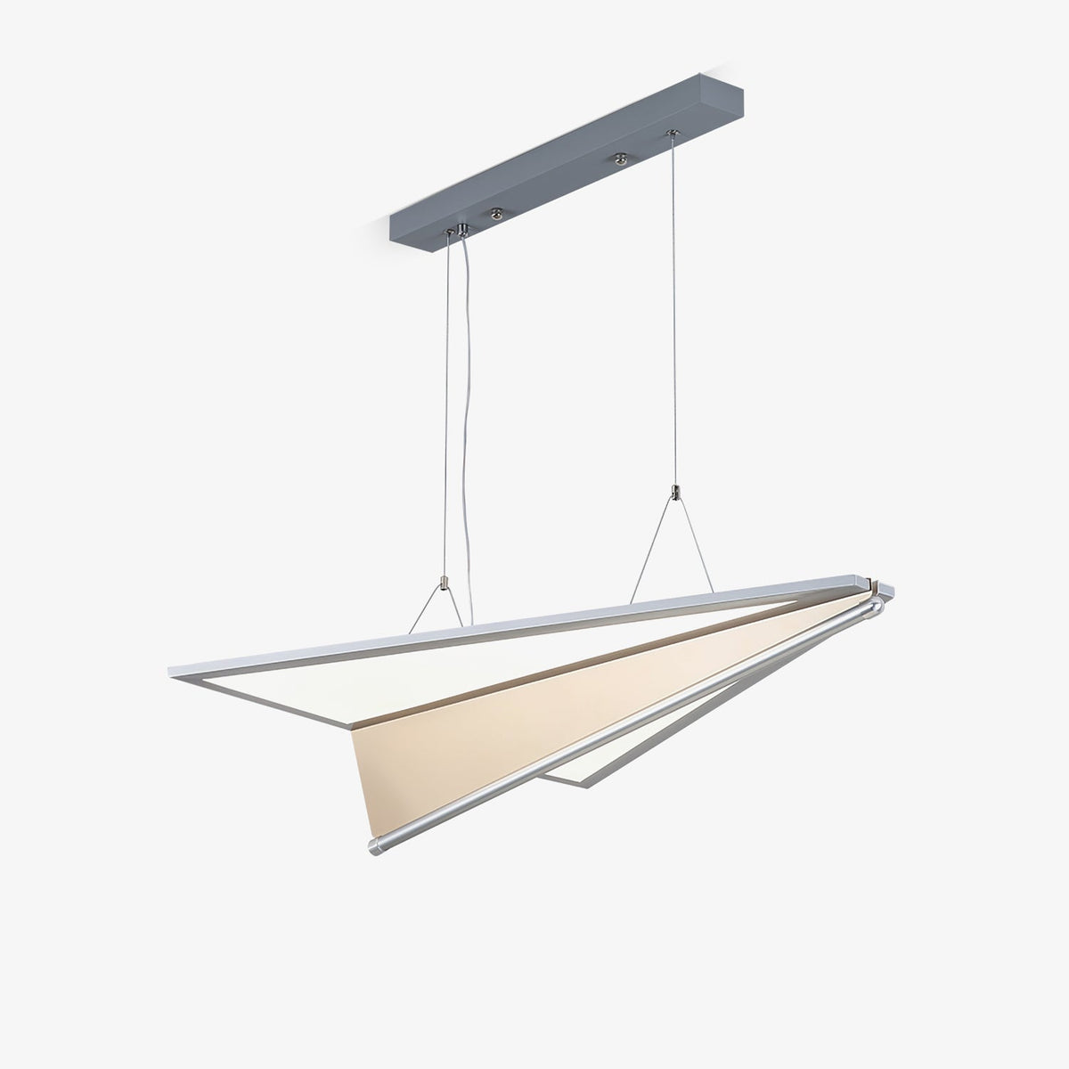 Airplane Integrated LED Pendant Light / L 29.1″ x W 22.4″ x H 5.9″ / Silver & White / Warm Light