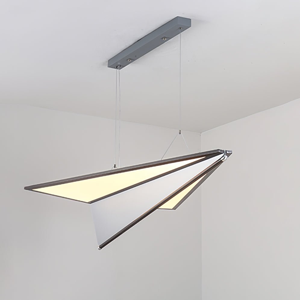 Airplane Integrated LED Pendant Light / L 40.9″ x W 27.9″ x H 8.7″ / Dark Grey & White / Warm Light