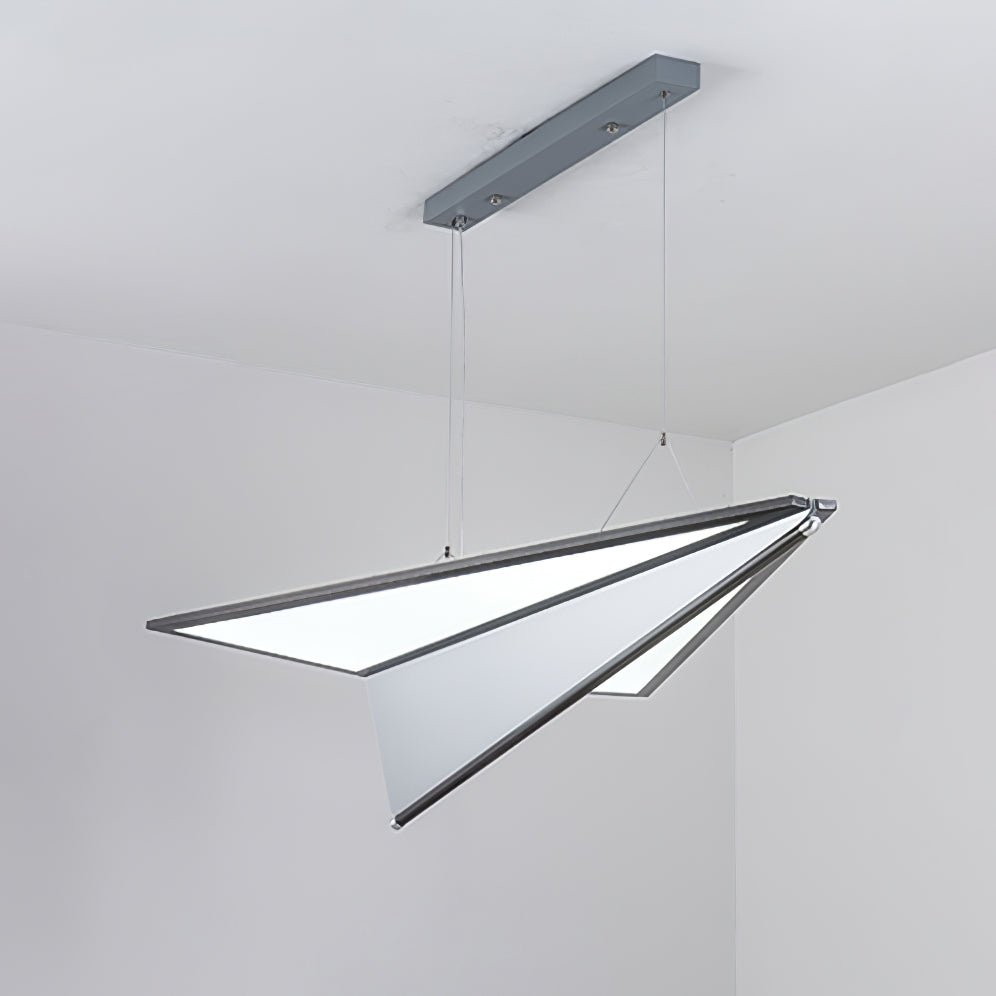 Airplane Integrated LED Pendant Light / L 40.9″ x W 27.9″ x H 8.7″ / Silver & White / Cool Light