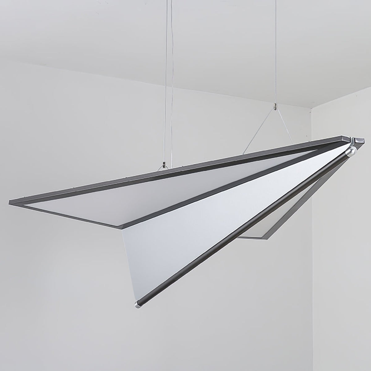 Airplane Integrated LED Pendant Light / L 40.9″ x W 27.9″ x H 8.7″ / Silver & White / Warm Light
