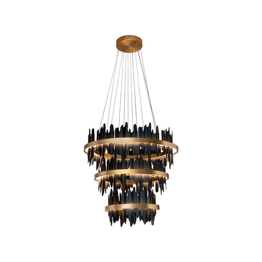 Black and Gold Sculptural Chandelier / Small