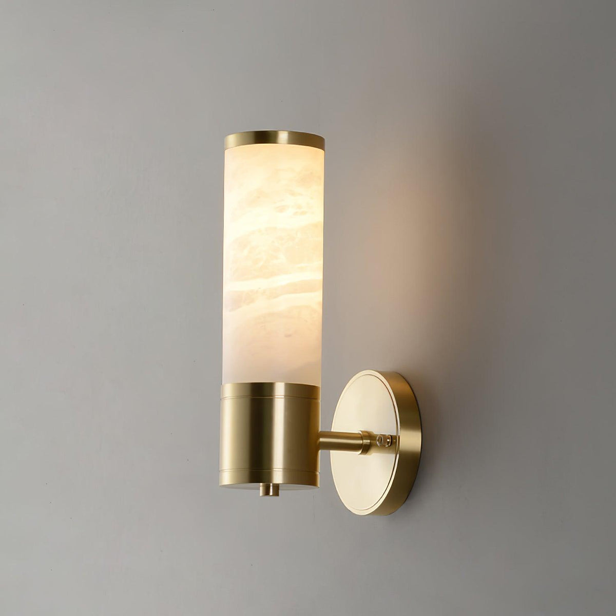 Brass Alabaster Twin-Shade Wall Light