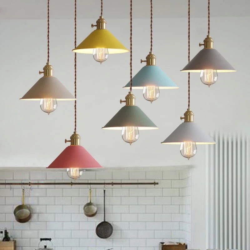 Colourful Copper Nordic Pendant Light / Khaki / Edison bulb