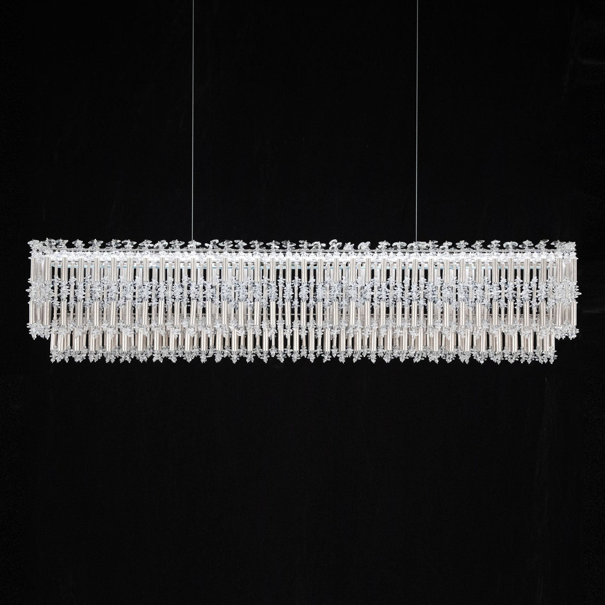 Crystal Linear LED Pendant Light / Antique Silver