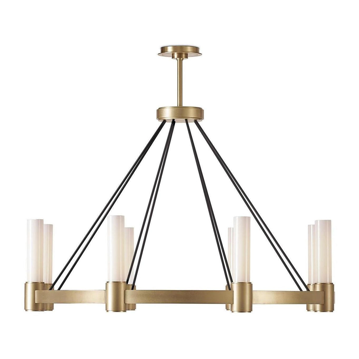 Eight-Pillar Opal Glass Chandelier / Oil Rubbed Bronze