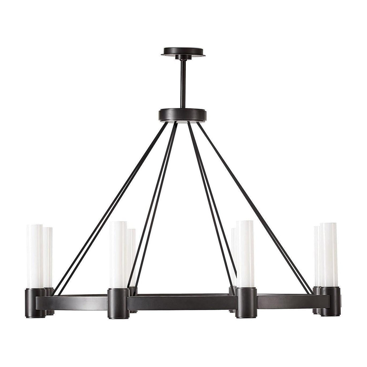 Eight-Pillar Opal Glass Chandelier