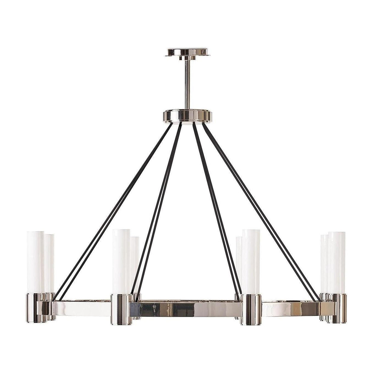 Eight-Pillar Opal Glass Chandelier