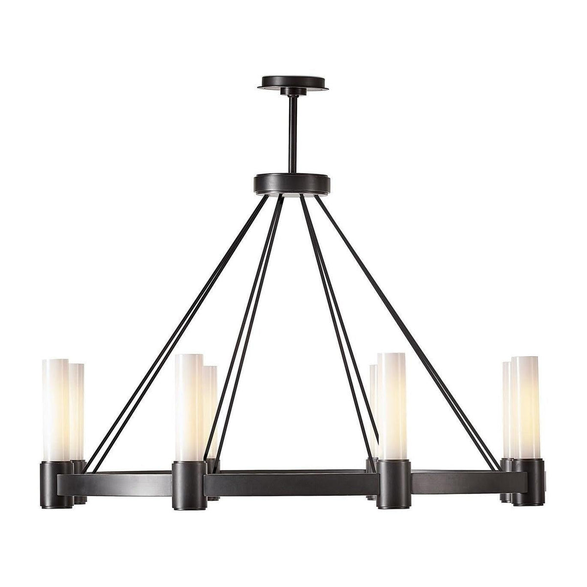 Eight-Pillar Opal Glass Chandelier