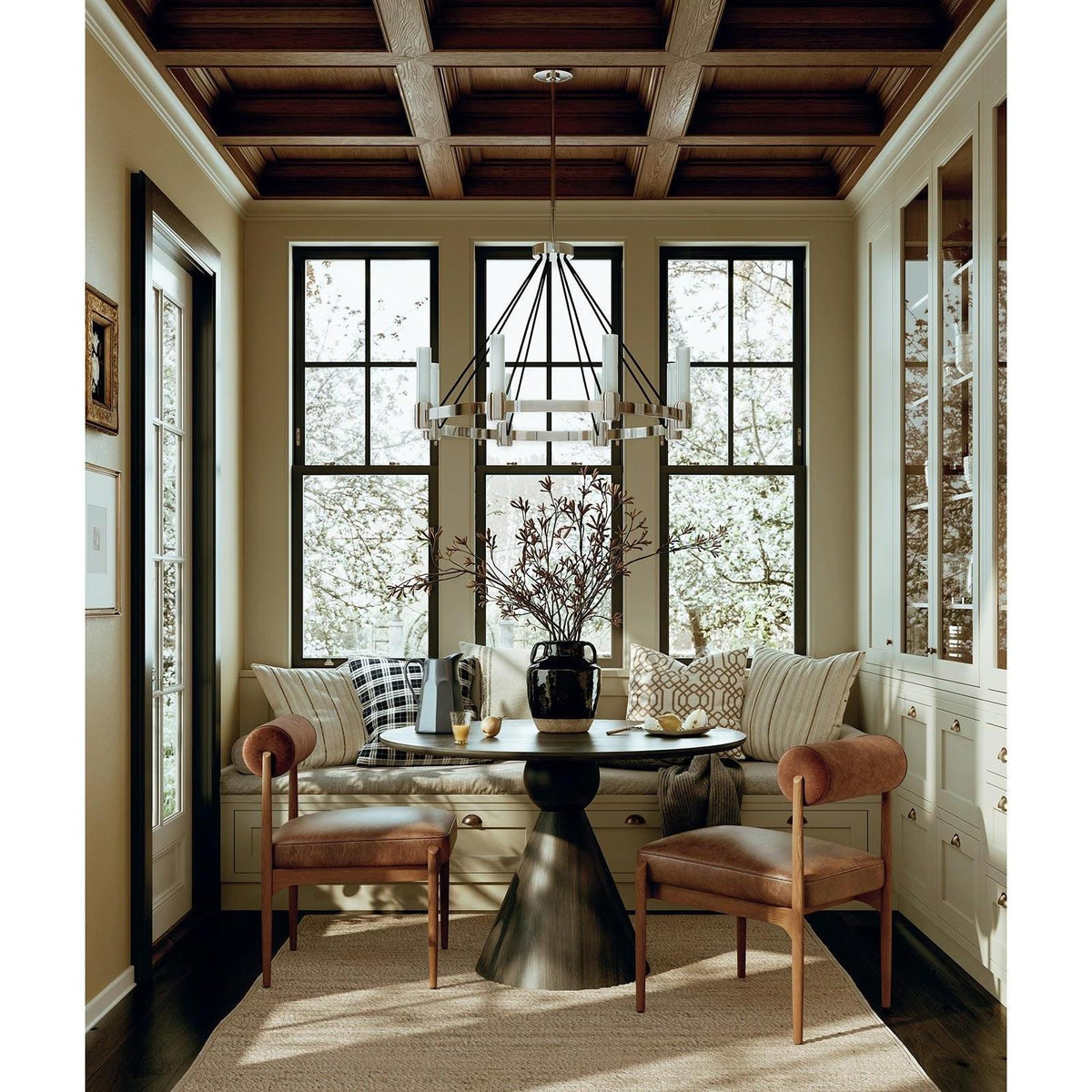 Eight-Pillar Opal Glass Chandelier