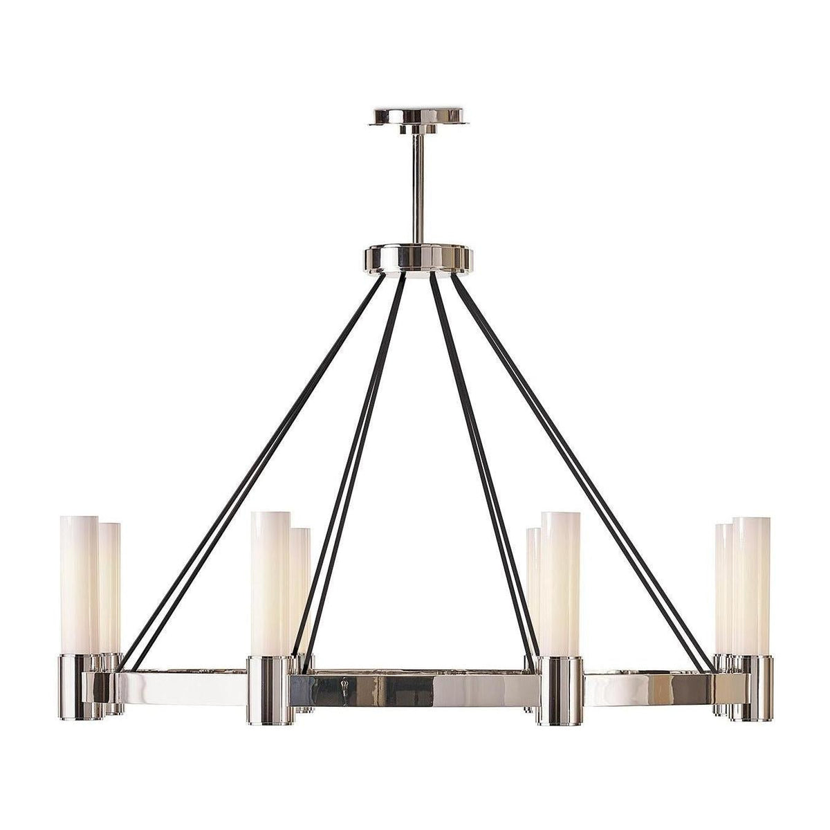 Eight-Pillar Opal Glass Chandelier