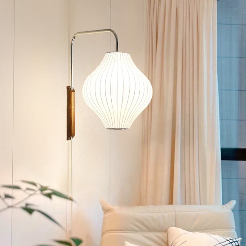 Japanese Silk LED Bedside Wall Light / Ball Style / US