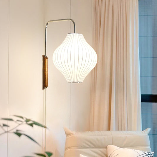 Japanese Silk LED Bedside Wall Light / Ball Style / US