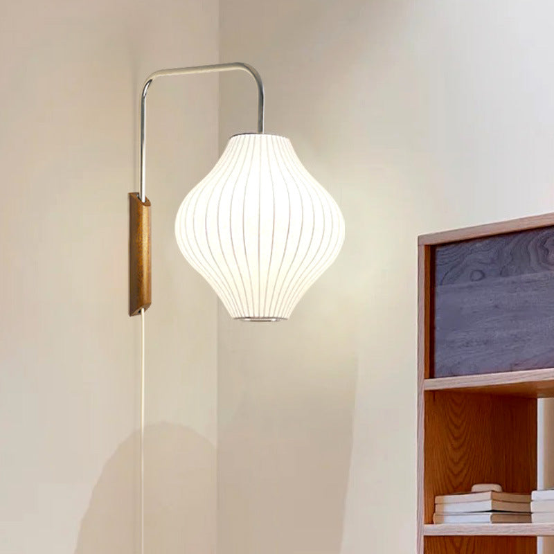 Japanese Silk LED Bedside Wall Light / Shuttle Style / EU