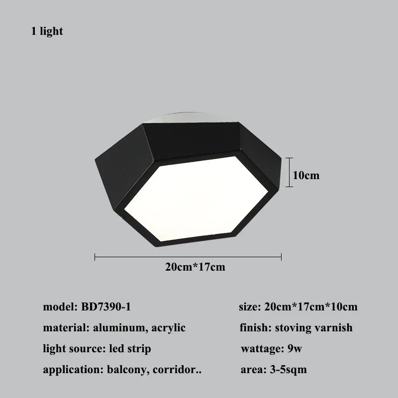 Modern Iron Acrylic LED Ceiling Light / Neutral Light / Black / 6 Heads