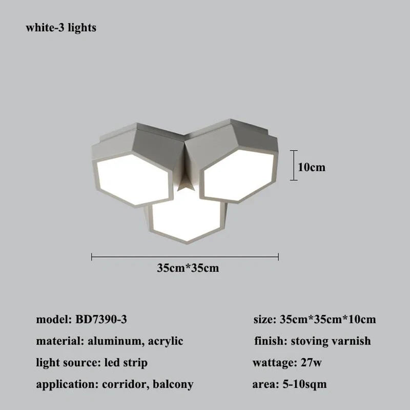 Modern Iron Acrylic LED Ceiling Light / Neutral Light / White / 7 Heads