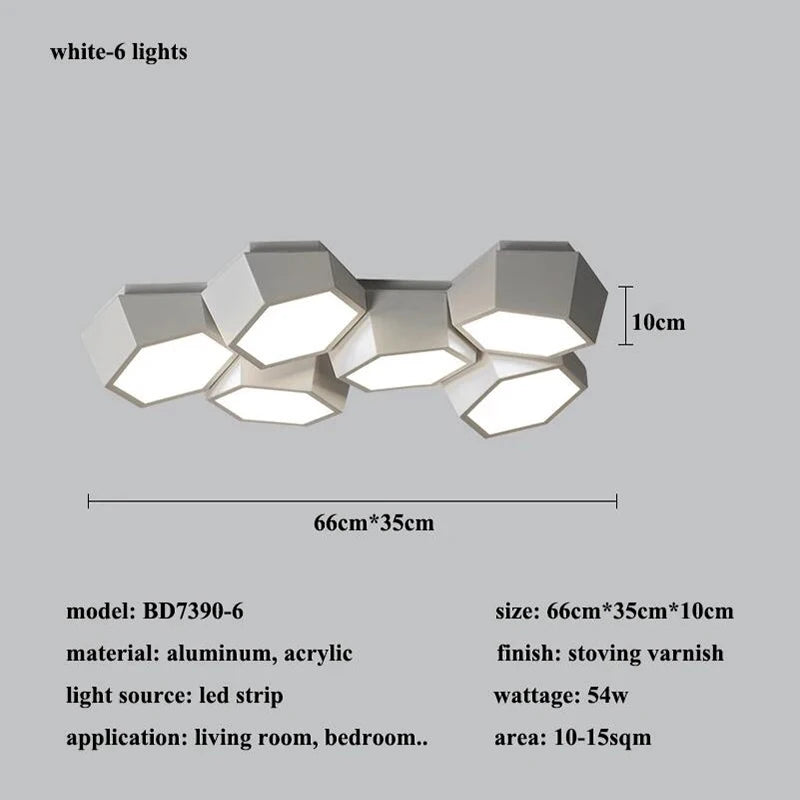 Modern Iron Acrylic LED Ceiling Light / Neutral Light / White / 9 Heads