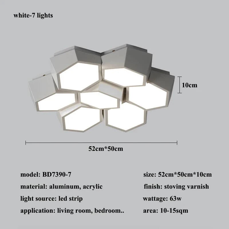 Modern Iron Acrylic LED Ceiling Light / Neutral Light / White / 14 Heads