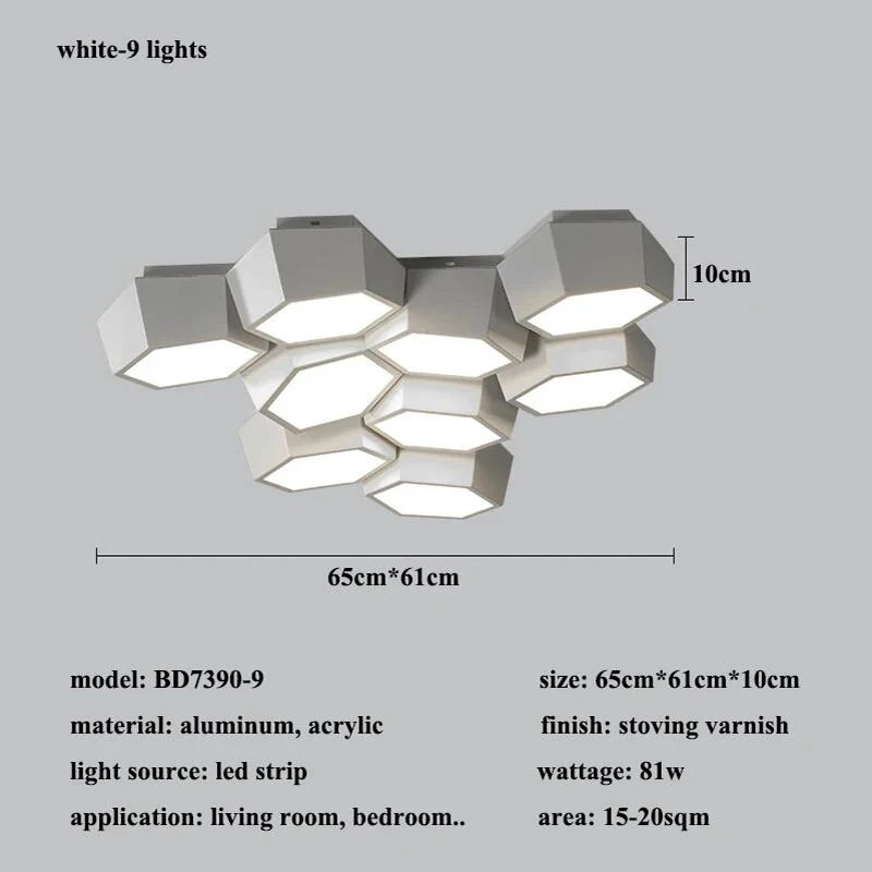 Modern Iron Acrylic LED Ceiling Light / Three Colors / Black / 1 Head