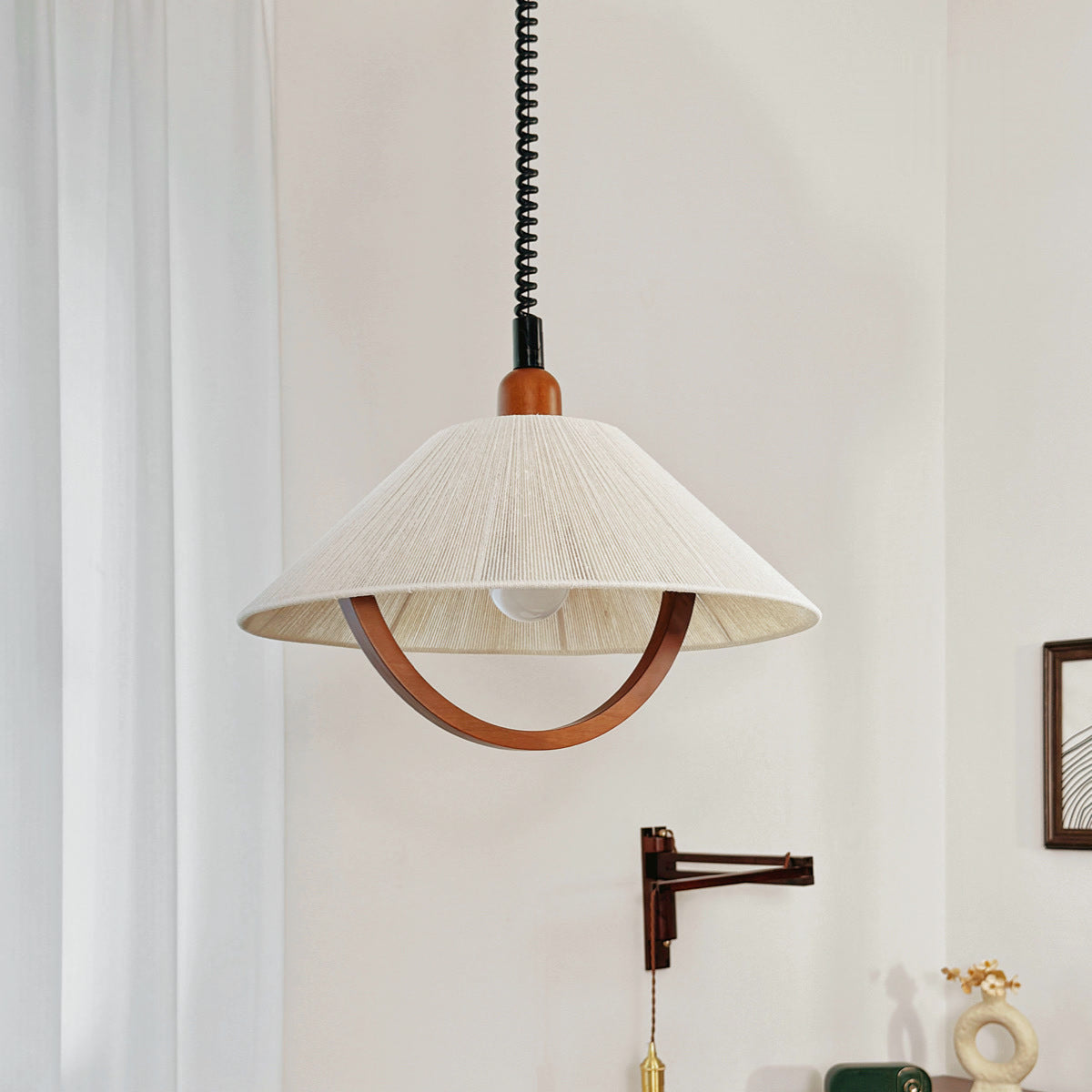 Retro Fabric Shade LED Chandelier / White Light