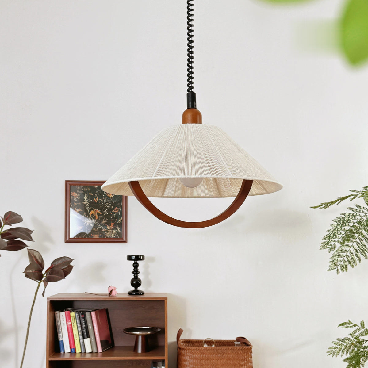 Retro Fabric Shade LED Chandelier / Neutral Light