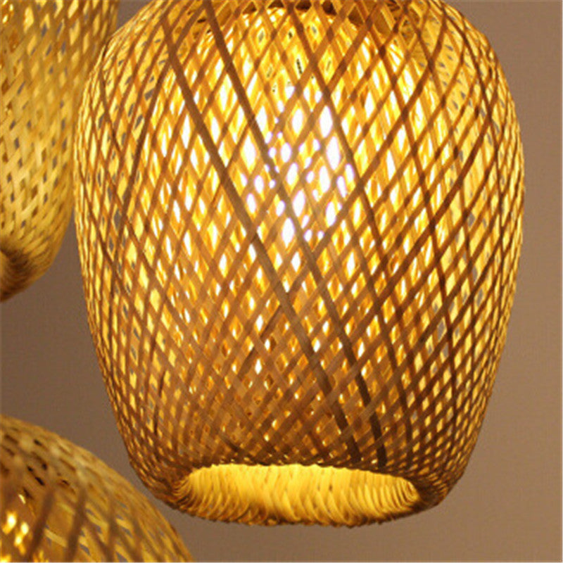 Three-Light Bamboo Pendant Chandelier